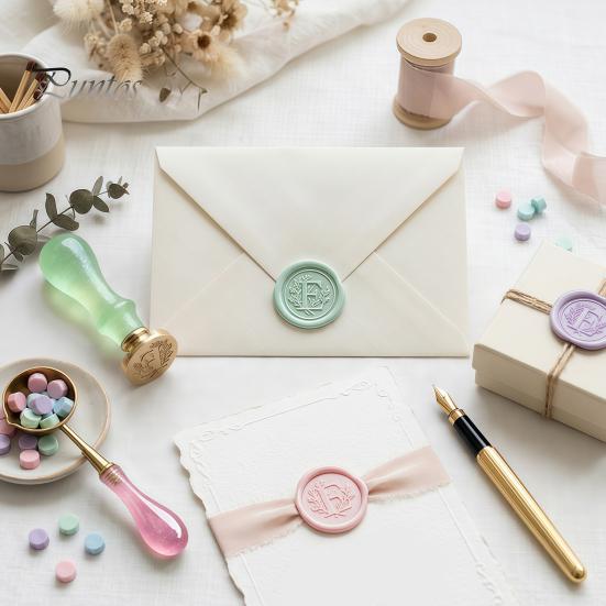 Manual Seal Making Tools Wax Kit, with Sealing Beads Spoon And Candles, DIY Stamp for Wedding Invitations Envelopes Artistic Melting