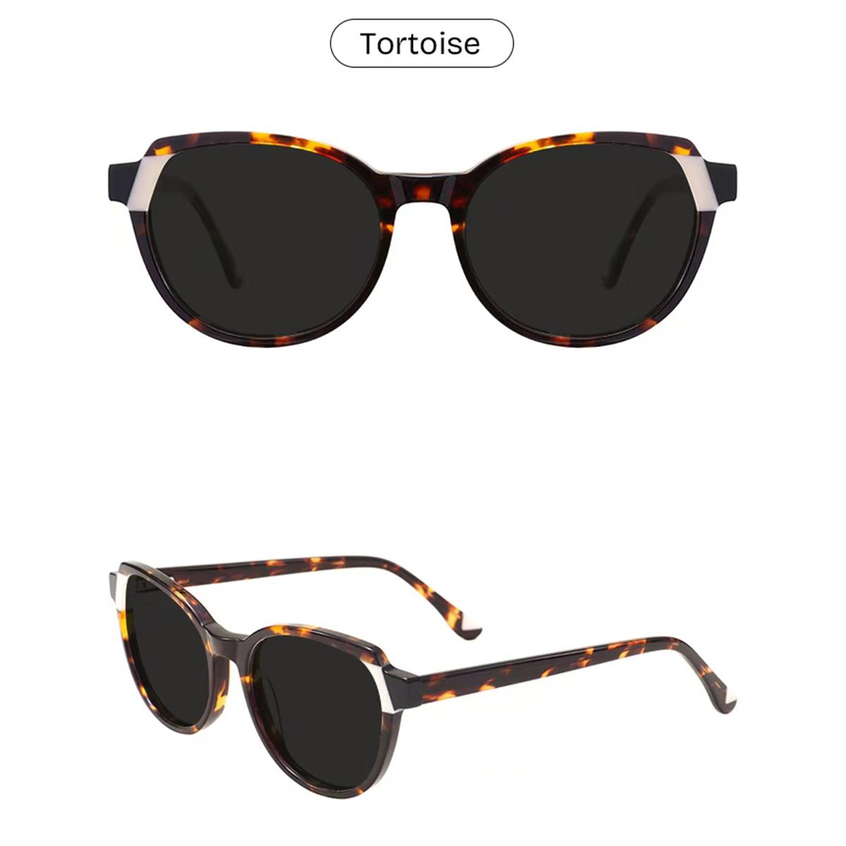 

2025 New Women Round Polarized Prescription Sunglasses Stylish Retro Acetate Cat Eye Optical Sun Glasses for Women UV400 Shades Single Version&1.56&None морська черепаха