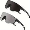 2pcs Men's Oversized Cycling Sunglasses Women Sport Goggles Windproof Lens Road Riding Bike Eyewear UV400