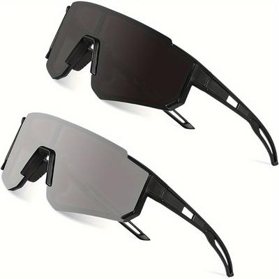 2pcs Men's Oversized Cycling Sunglasses Women Sport Goggles Windproof Lens Road Riding Bike Eyewear UV400