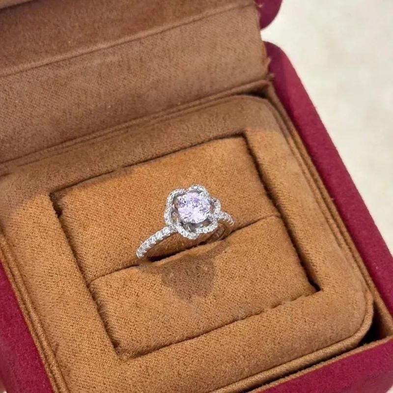 

Изысканные роскошные кольца с фиолетовыми кристаллами для женщин, креативные инкрустированные цирконами, высококачественное модное кольцо с ажурным дизайном, циркон resizable фиолетовый