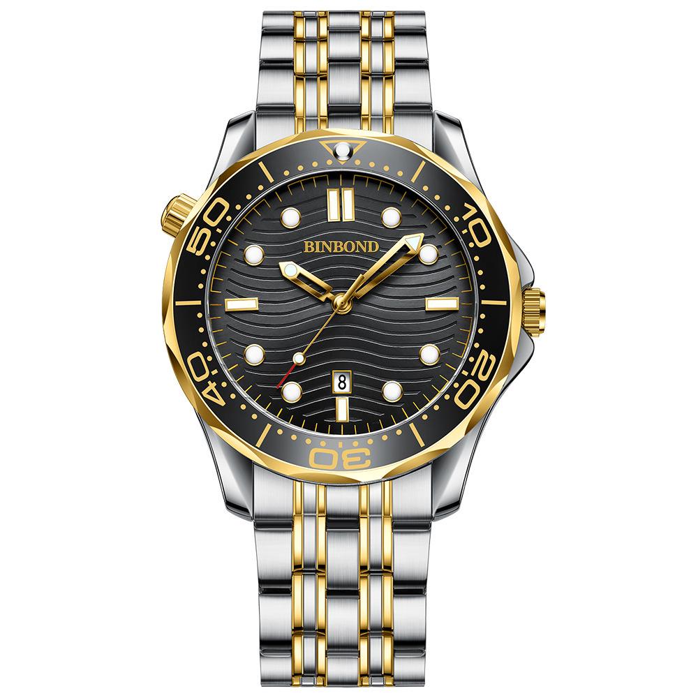 Binbond Luxury Men's Quartz Watch - Waterproof, Luminous, Rotating Dial