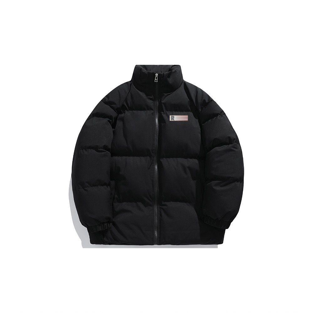 Unisex Trendy Stand Collar Printed Cotton Jacket - Plus Size Available L чёрный