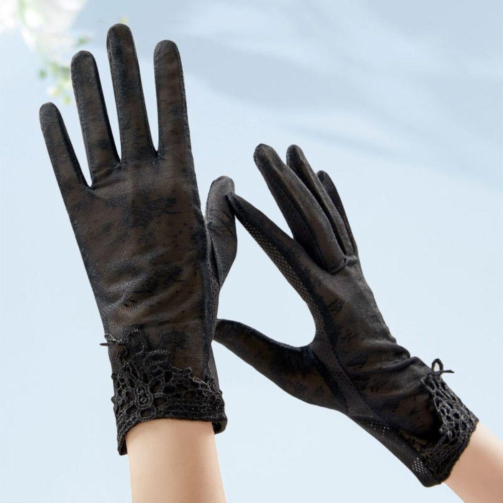 Sun Protection Ice Silk Glove Thin Driving Mittens Fashion Touch Screen Gloves  Women Female