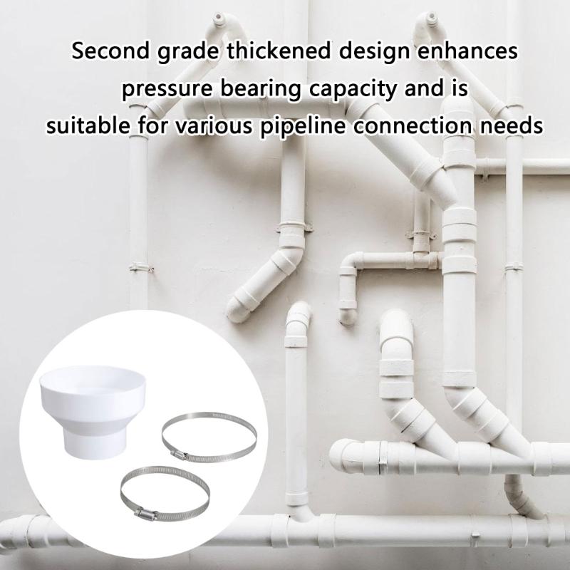 Sturdy Exhaust Hose Reducer 150 mm to 100 mm Includes 2 Metal Clamps Convenient for Multipurpose Pipe Fittings