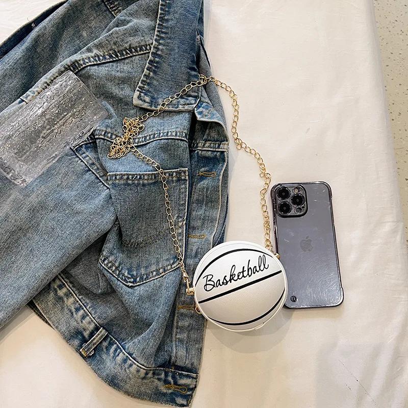 Network Red Personality Fun Pink Ins Versatile Chain Football Basketball Shoulder Bag