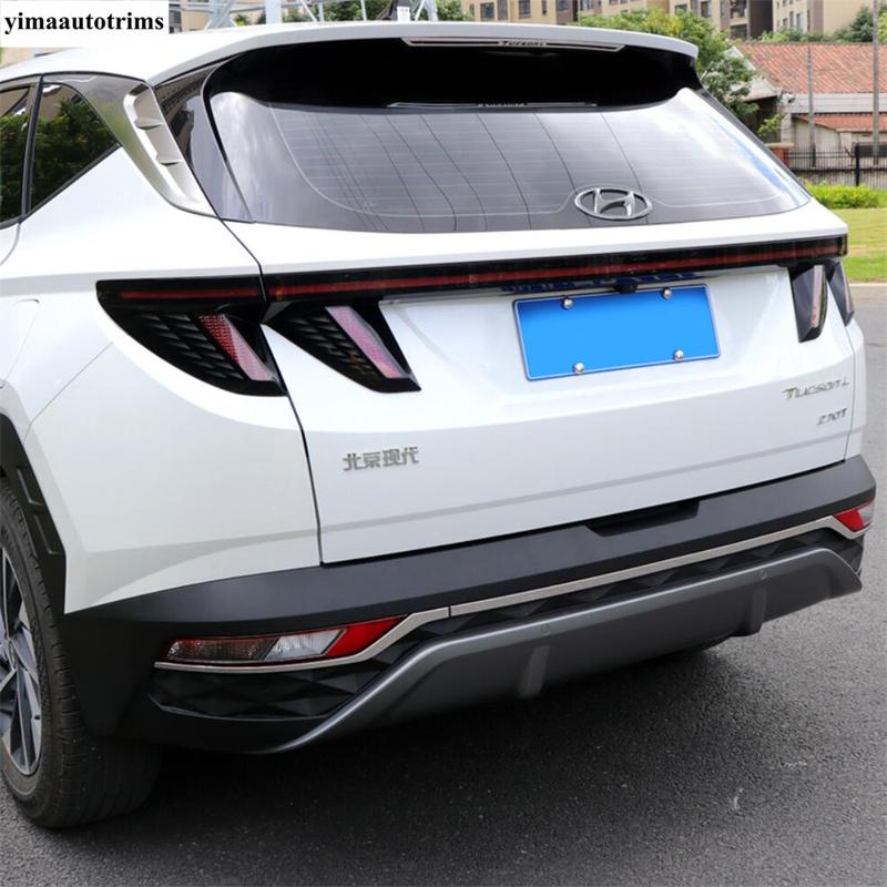 For Hyundai Tucson NX4  -  Car Rear Foglight Lamp Bumper Strip Sequin Decoration Cover Trim Stainless Steel Accessories