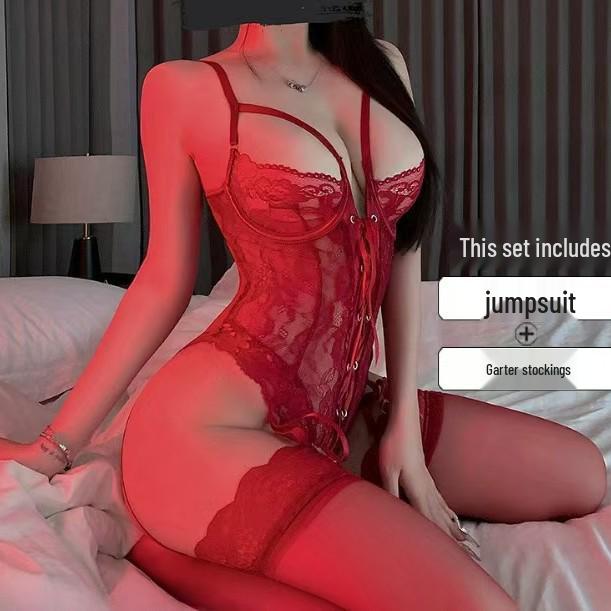 Purple Lace Strappy Lingerie Bodysuit for Women - Small Bust, Pure Desire Set