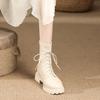 White Martin Boots Autumn Women's Single Boots New Thin Boots Women's Medium Boots Thick-soled Short Boots