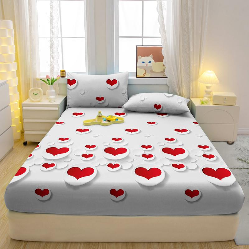 

1 простая современная матовая простыня на резинке с принтом в форме сердца, покрывало для спальни с принтом, постельное белье (Исключая наволочки) 71x132cm