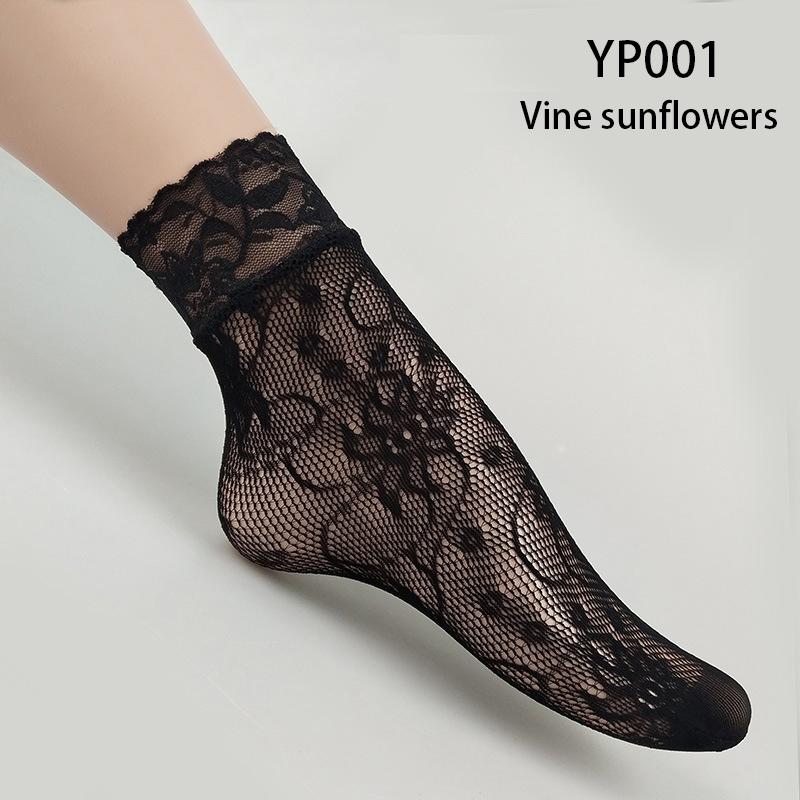 Black Socks Women Girls Ladies Soft Lace Short Ankle Socks Fishnet Stocking