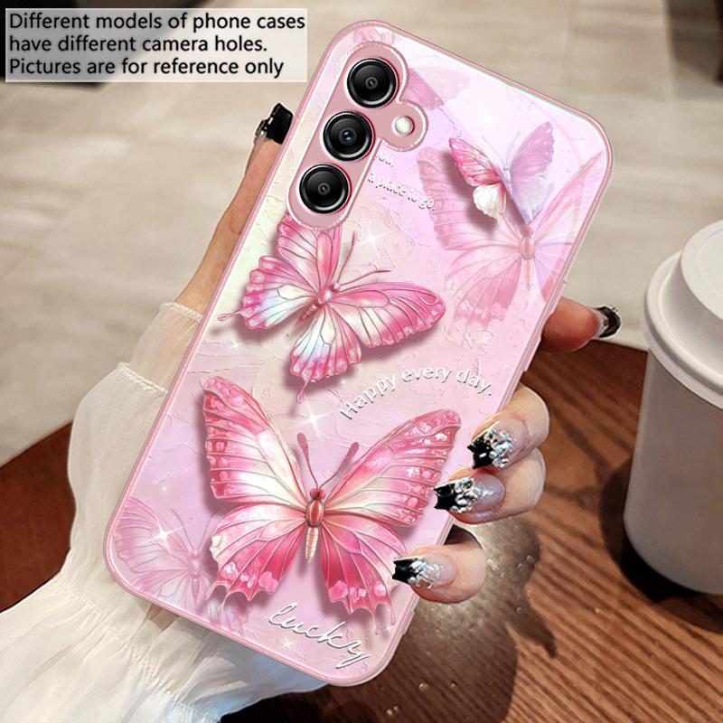 

Gradient colored butterfly For Samsung Galaxy A14 4G 20 30 52 20S 21S 22 32 33 34 42 50 51 53 54 70 71 72 73 5G Glass Phone Case For Samsung A73 5G