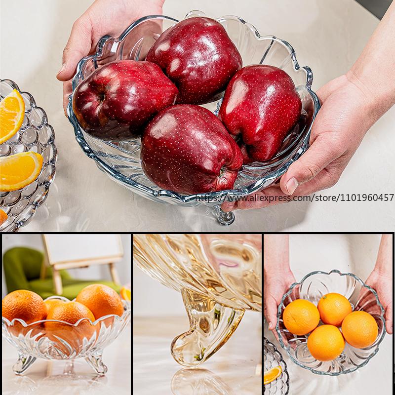 Moderne kreative Kristallglas-Fruchtschale für Zuhause, Süßigkeiten, Trockenfrüchte, Salatschüssel, Wohnzimmer Couchtisch Dekoration Aufbewahrung