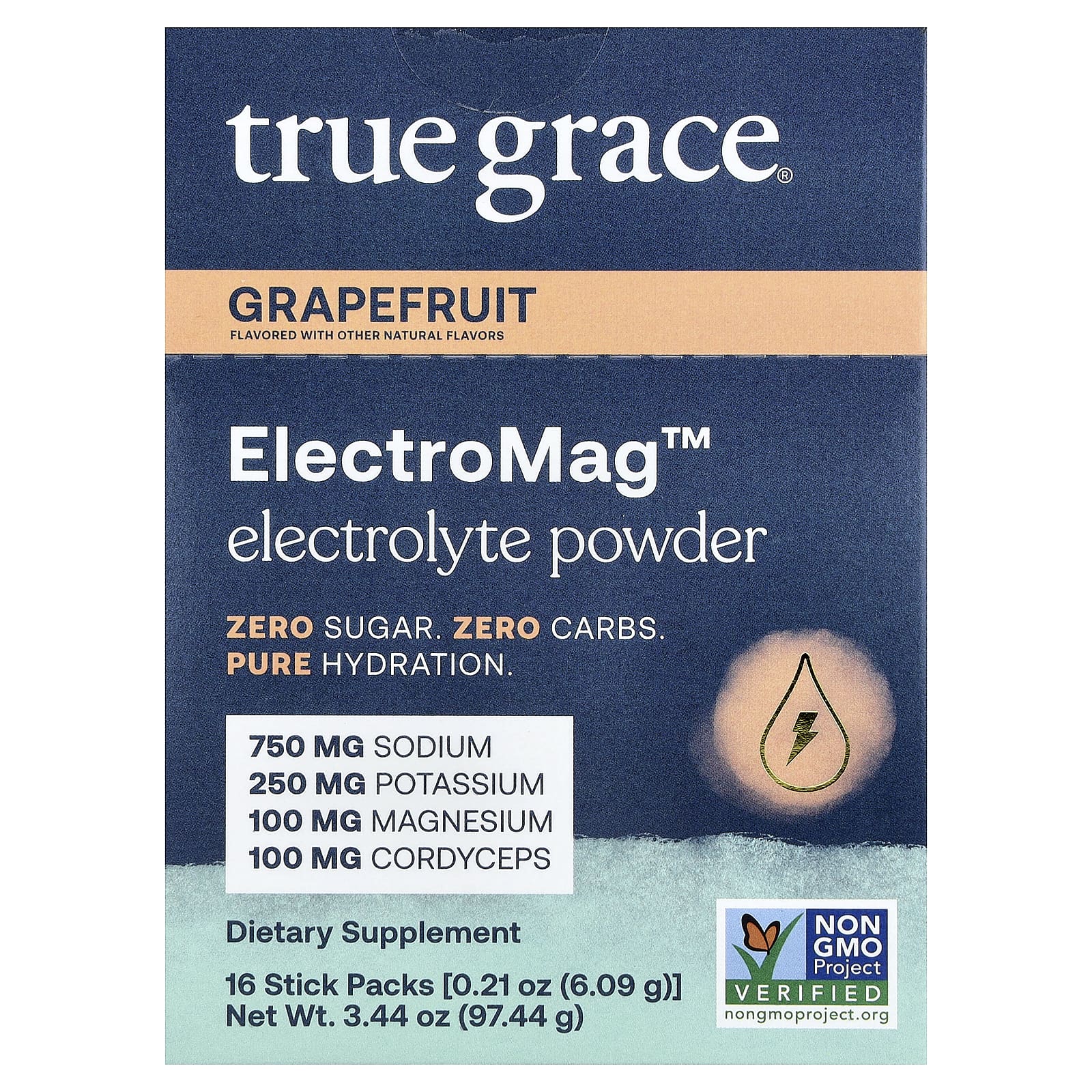 

True Grace, ElectroMag™, Electrolyte Powder, Grapefruit, 16 Stick Packs, 6.09 g (0.21 oz) Each