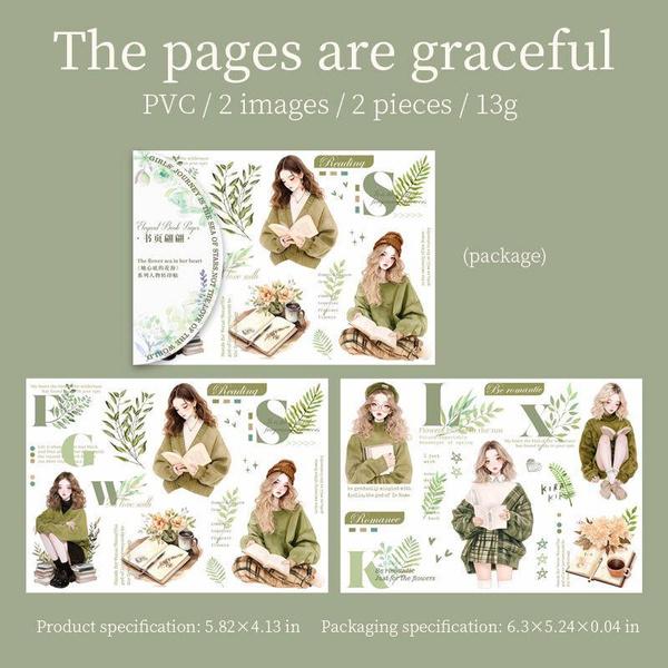 

Наклейки из ПВХ с цветочной тематикой для арт-девушек, 6 стилей, ненужный журнал «сделай сам», принадлежности для скрапбукинга, принадлежности для ведения журналов