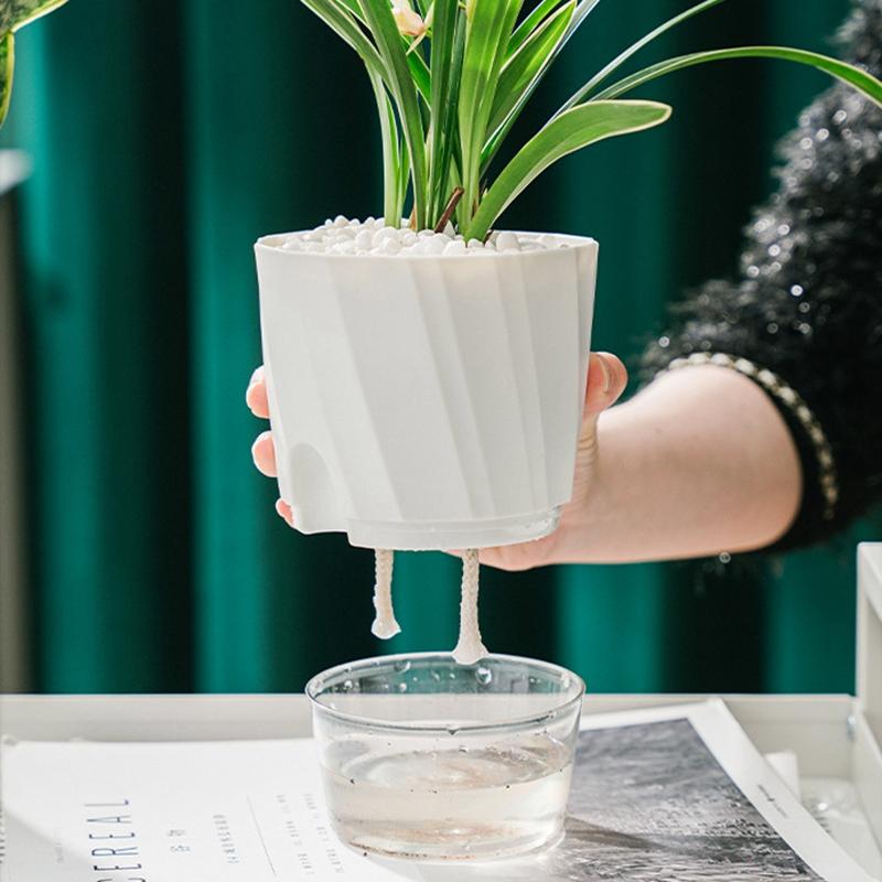 Self Watering Hydroponic Flowerpot Pots For Plants Garden Pots Double Layer Flower Pot With Water Inlet Plastic Potted Planter