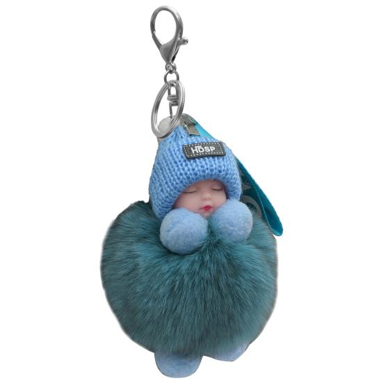 Brelocuri de Păpușă Pufoase Bebeluș Adormit Pălărie Tricotată Multicoloră Purtată Breloc pentru Bebeluș pentru Femei