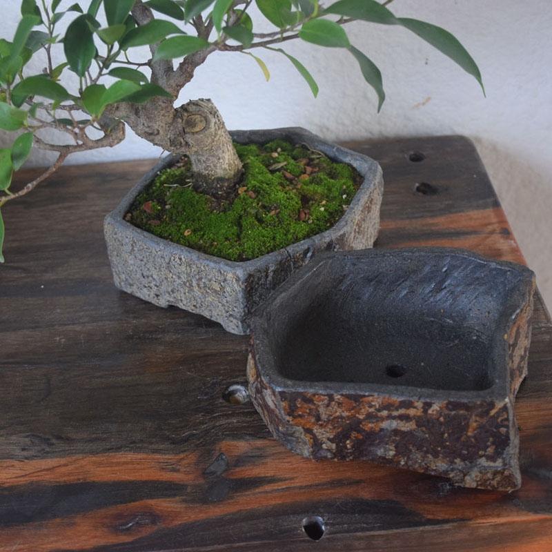 Basalt FlowerPot Succulent Plant Nursery Planter Natral Stone Vase Decoration Home Table Craft Bonsai Garden Decor New Year Gift