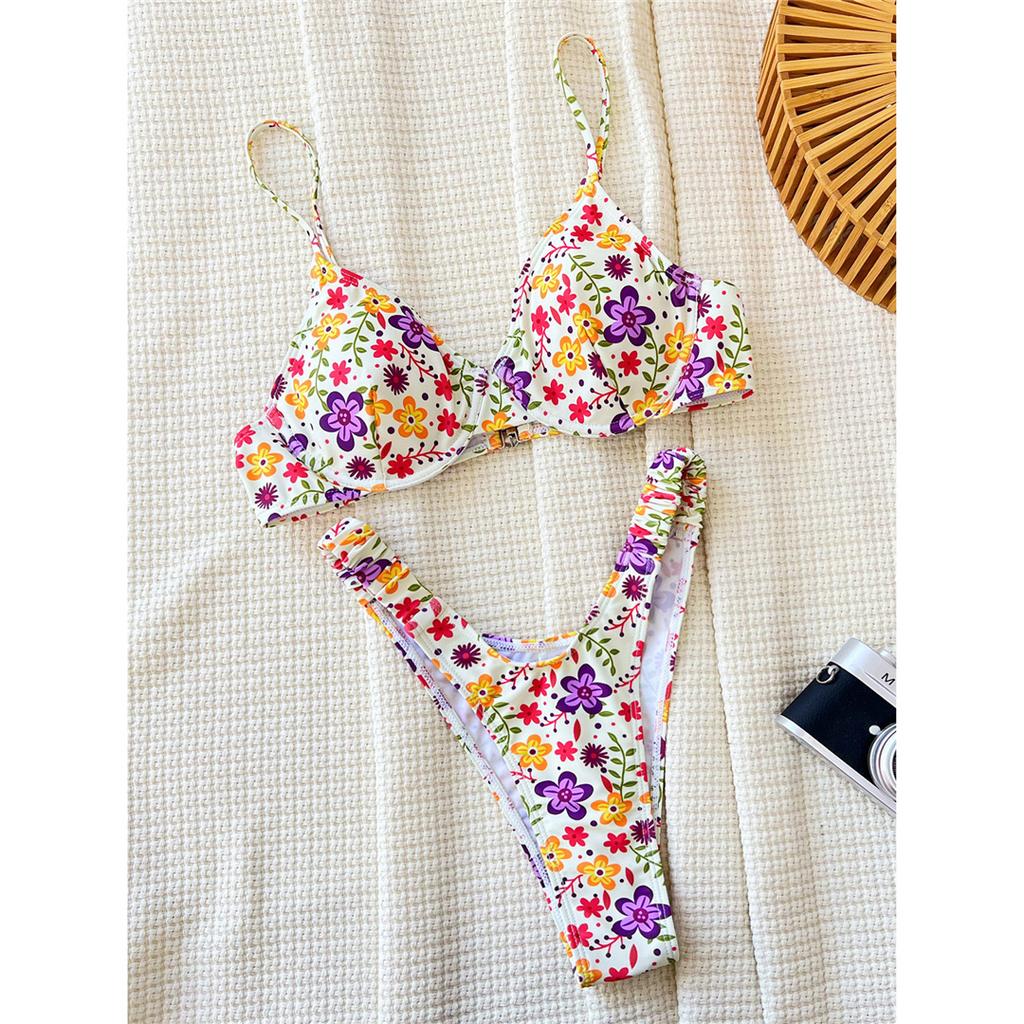 Flowers Printed Underwired Brazilian Bikini Female Swimsuit Women Swimwear Two-pieces Bikini Set Bather Bathing Suit Swim K5666