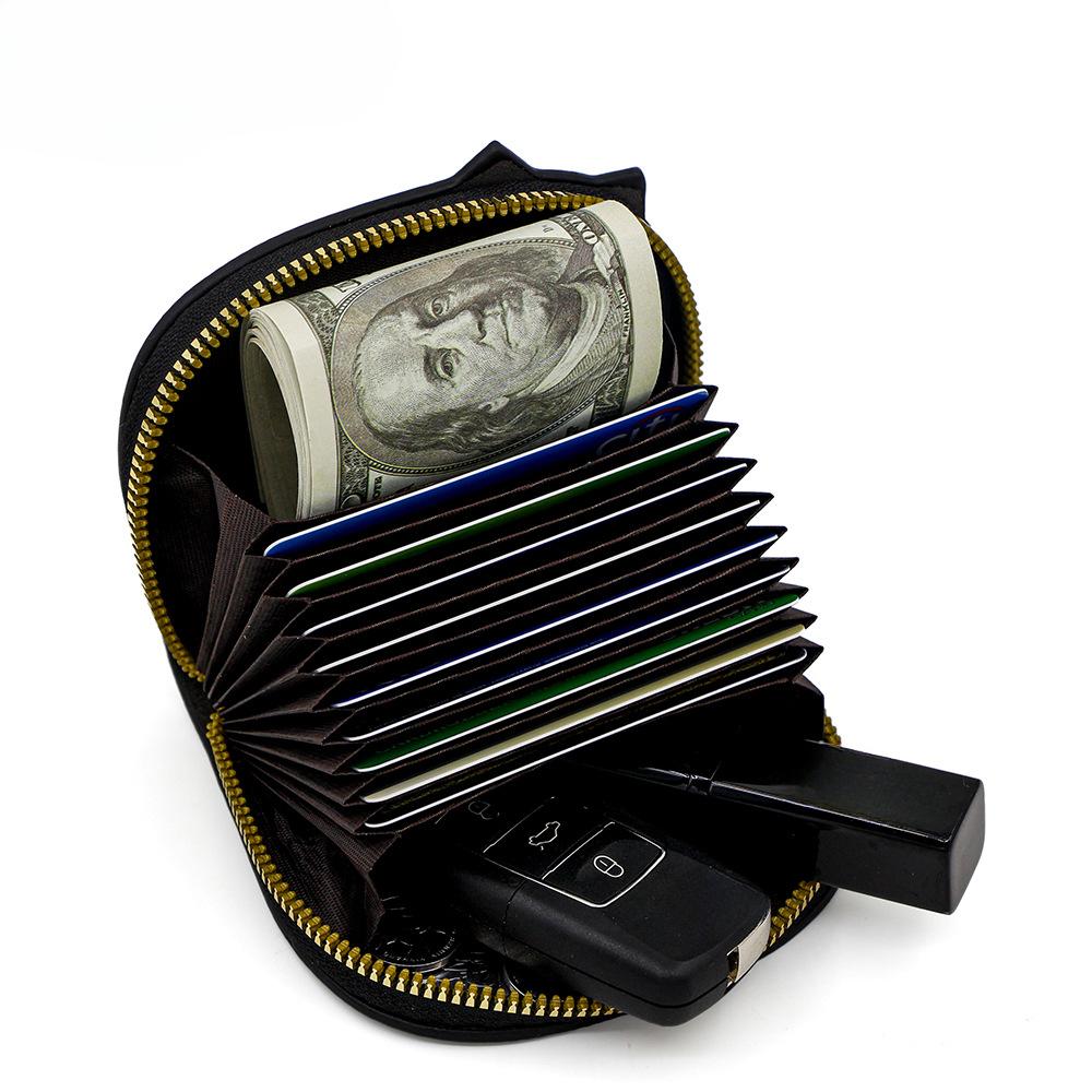 Elegant Women Small Wallet Coin Purse Card Holder Female Hand Wallet Cute Cat Girl PU Leather Mini Purse with Card Slot