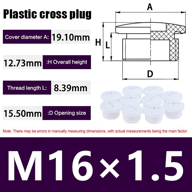 10Pcs Cross Shaped Plastic Plugs Nylon Waterproof High Quality Threaded Hole Plugs M16X1.5 M18X1.5 M20X1.5 M22X1.5 M25X1.5