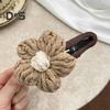 Women Hair Clip Hand-Woven Knitting Flower Decor Hair Pin with Soft Yarn Multi-Purpose Hairpin Hair Accessories