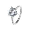 European and American S925 Sterling Silver Engagement Ring with High Carbon Diamond - Women's Heart Design