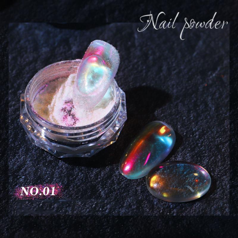 

Holographic Nail Art Powder - Iridescent Color Shift Pigment for 3D Glitter Manicure DIY Decoration