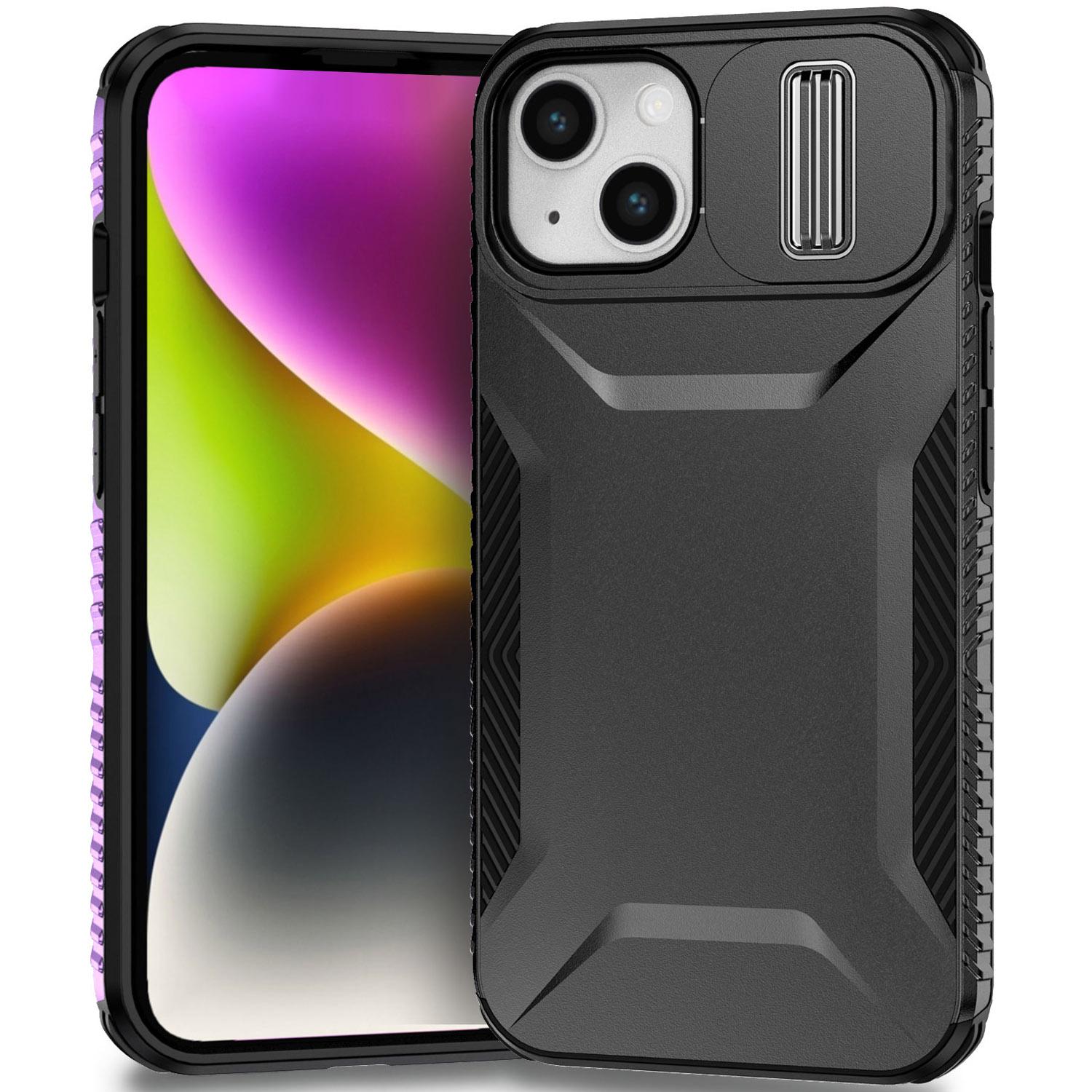 

Чехол для iPhone 15 PC+TPU Противоскользящий Чехол для телефона с Сдвижной Крышкой Камеры Black