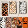 Autumn Leaves Pumpkin Phone Case For Samsung S24,21,22,23,30,Ultra,20,Plus,Note,10,9,Black Soft Silicone Case