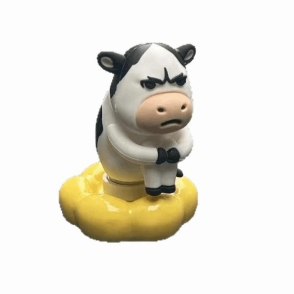 Ugly-cute Cute Cow Doll 3D Printed Car Ornament Grass Cow Figure Desktop Decor