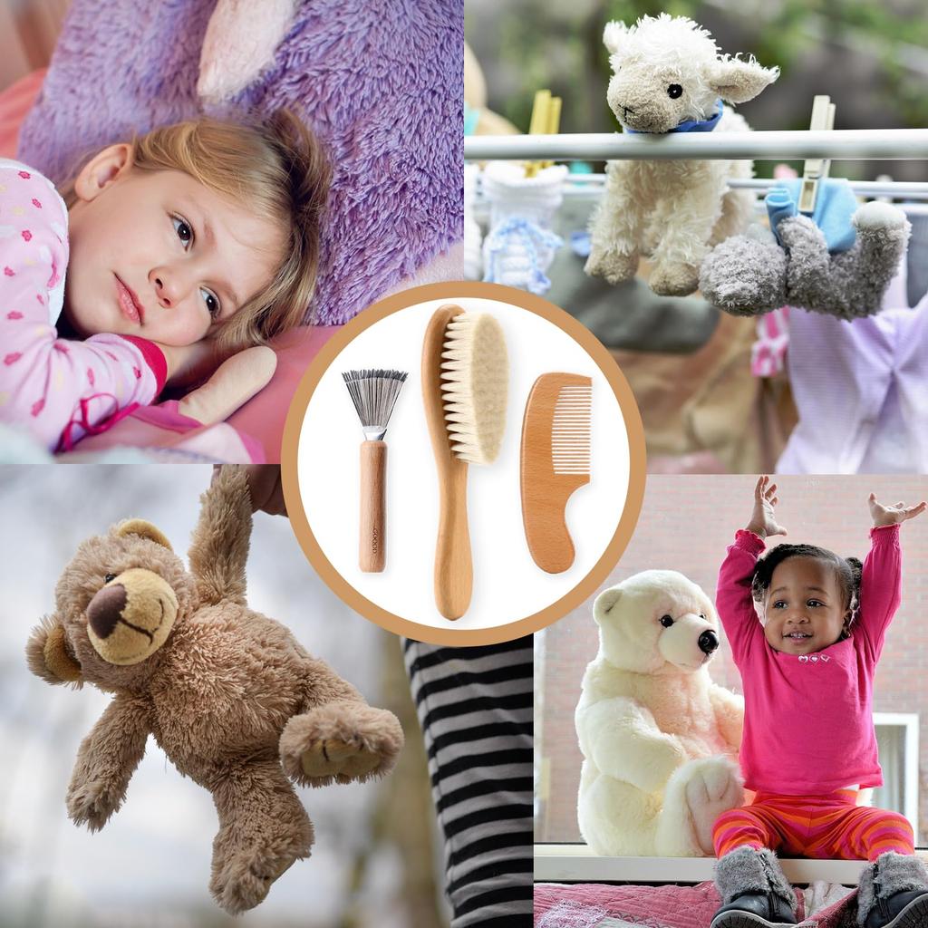 Anopono Plush Toy Brush Set (3-Piece Set) - Includes Lint Remover, Fur Care, and Brushing Brush for Dust Removal, Cleaning, and Maintenance