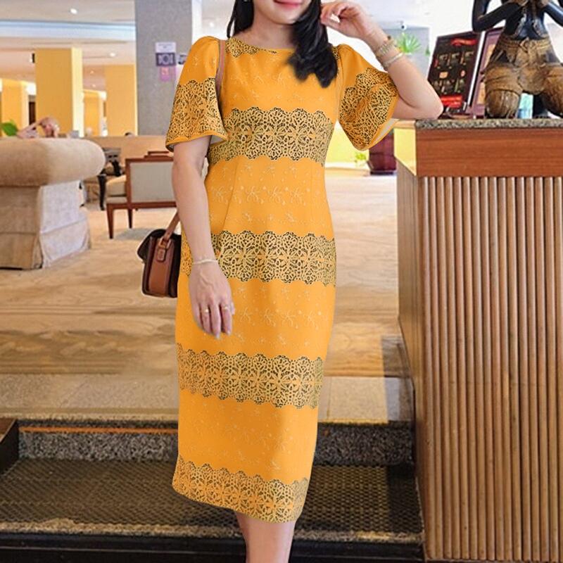 

ZANZEA Женское повседневное летнее платье с круглым вырезом и коротким рукавом с принтом L