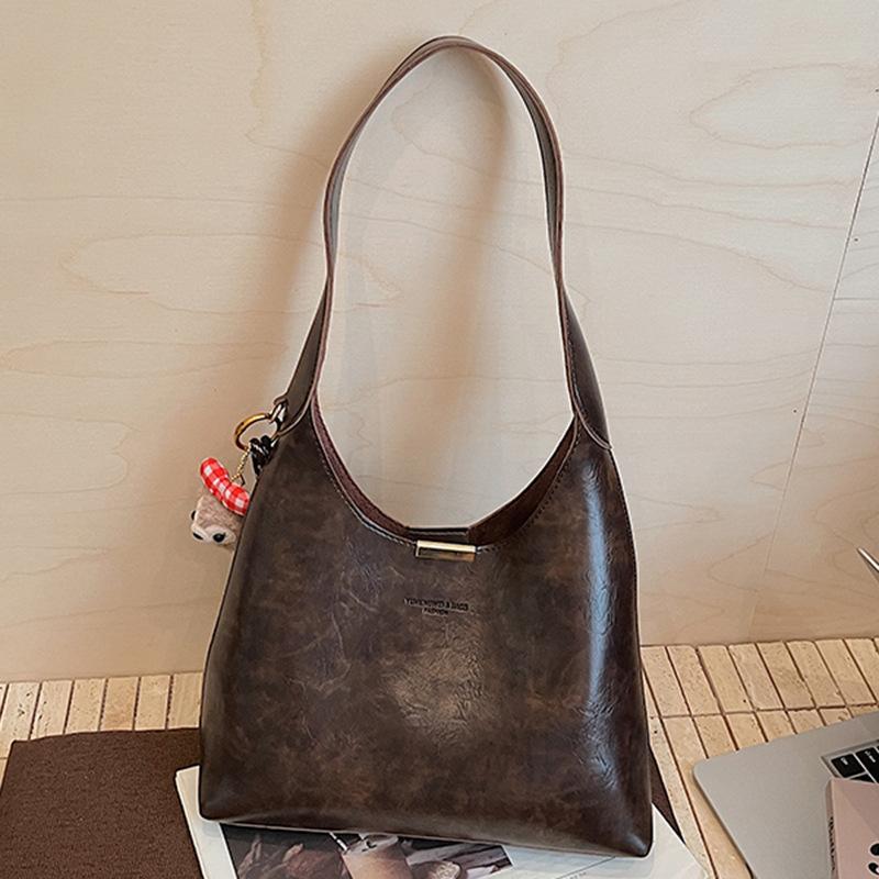 2025 Autumn New Niche Texture Armpit Bag Women's Retro Simple Tote Bag Casual Large Capacity Shoulder Bag