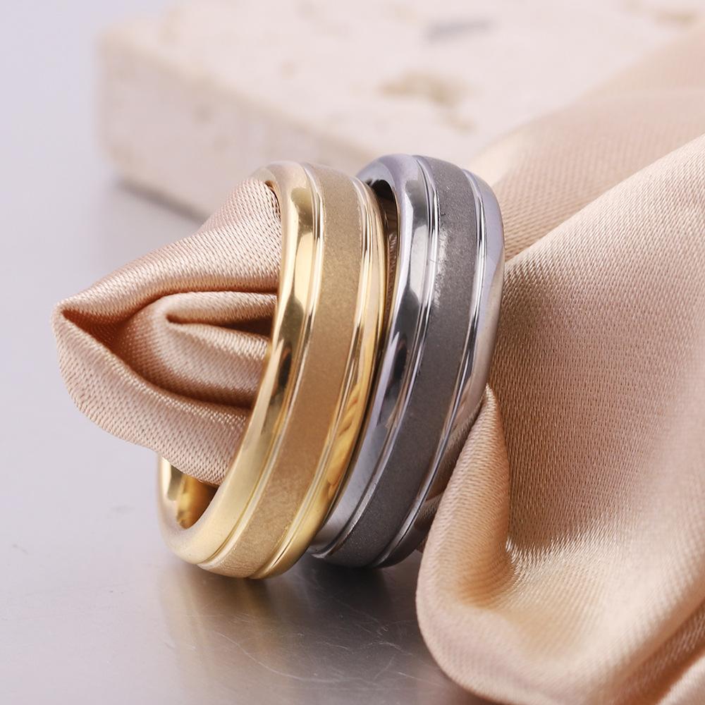 Gold Matte Ring Couple for Men Women Classic Wedding Engagement Band 6mm Special Valentine's Day Gift for Lover