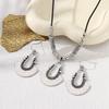 Bohemian Retro Fan-shaped Earring and Necklace Set: Fashionable Hollow-out Vacation Style for Women
