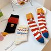 Fries Socks Rainbow Design Cute Female Cartoon Autumn/Winter Mid Tube Socks Stacking Socks Creative Funny Trendy Fashion Cotton Socks Don't Mess Up