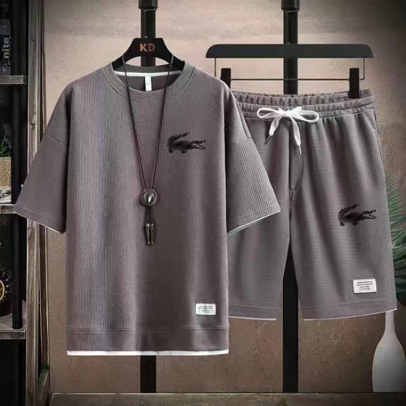 2025 Sports Fashion Casual Men's Suit Summer Korean Men's Short-sleeved T-shirt + Five-point Shorts Two-piece Set