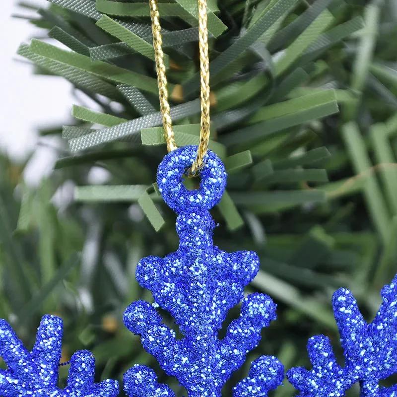 12 Stück 10cm Goldpulver Kunststoff Schneeflocken Partyzubehör Winter Dekor Ornamente Weihnachtsbaumdekorationen für Zuhause Schnee