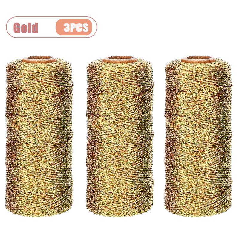 1mm Goldfaden Geschenkband für DIY Dekoration Weihnachten Metallic Kordel Nicht Elastisch Glänzendes Seil für Handwerksdekor