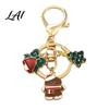 Festive Keychain Accessory Christmas Santa Tree Snowman Keychain Golden Plated Zinc Alloy Pendant Handbags Decorative with Lobster Clasp Holiday