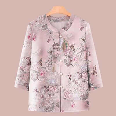 Camisa de Verão Confortável para Avó Mulheres Idosas Blusa Casual de Manga Curta Tops para Mãe