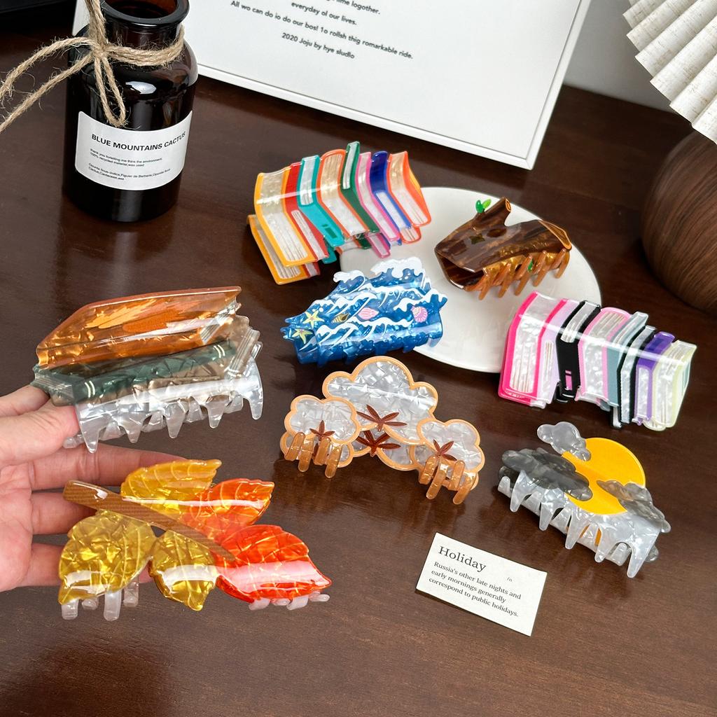 Acrylic Eyecatching Printed Hair Clips In Assorted Colors For Effortless Styling Hair