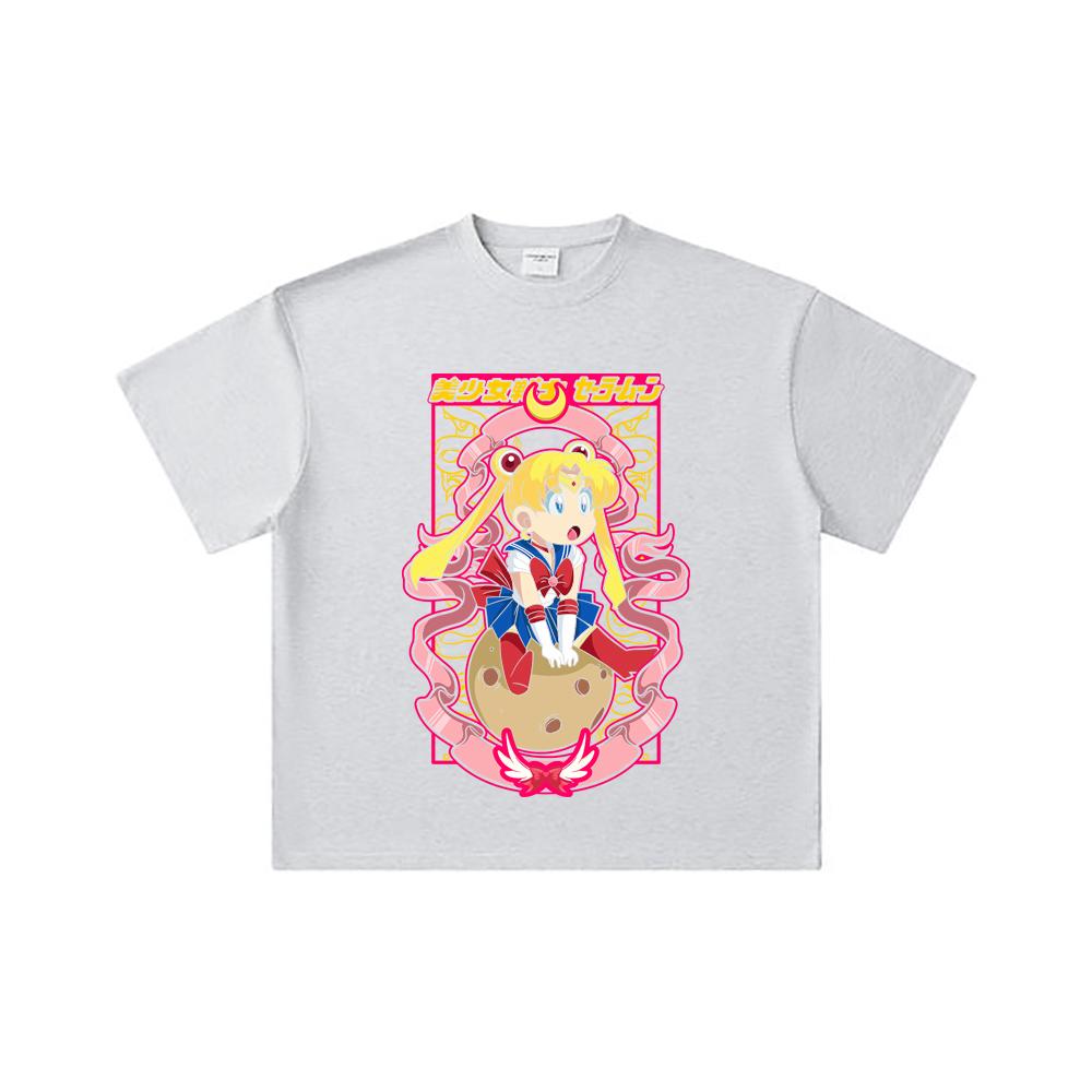 260 GSM Double Yarn 32 Count 100% Cotton Sailor Moon V10 Usagi Print Unisex Heavy Cotton T Shirt