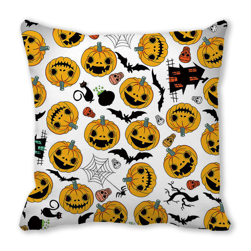 Halloween Horror Pumpkin Print Pattern Cushion Cover for Home Living Room Sofa Decoration Square Polyester Pillowcase