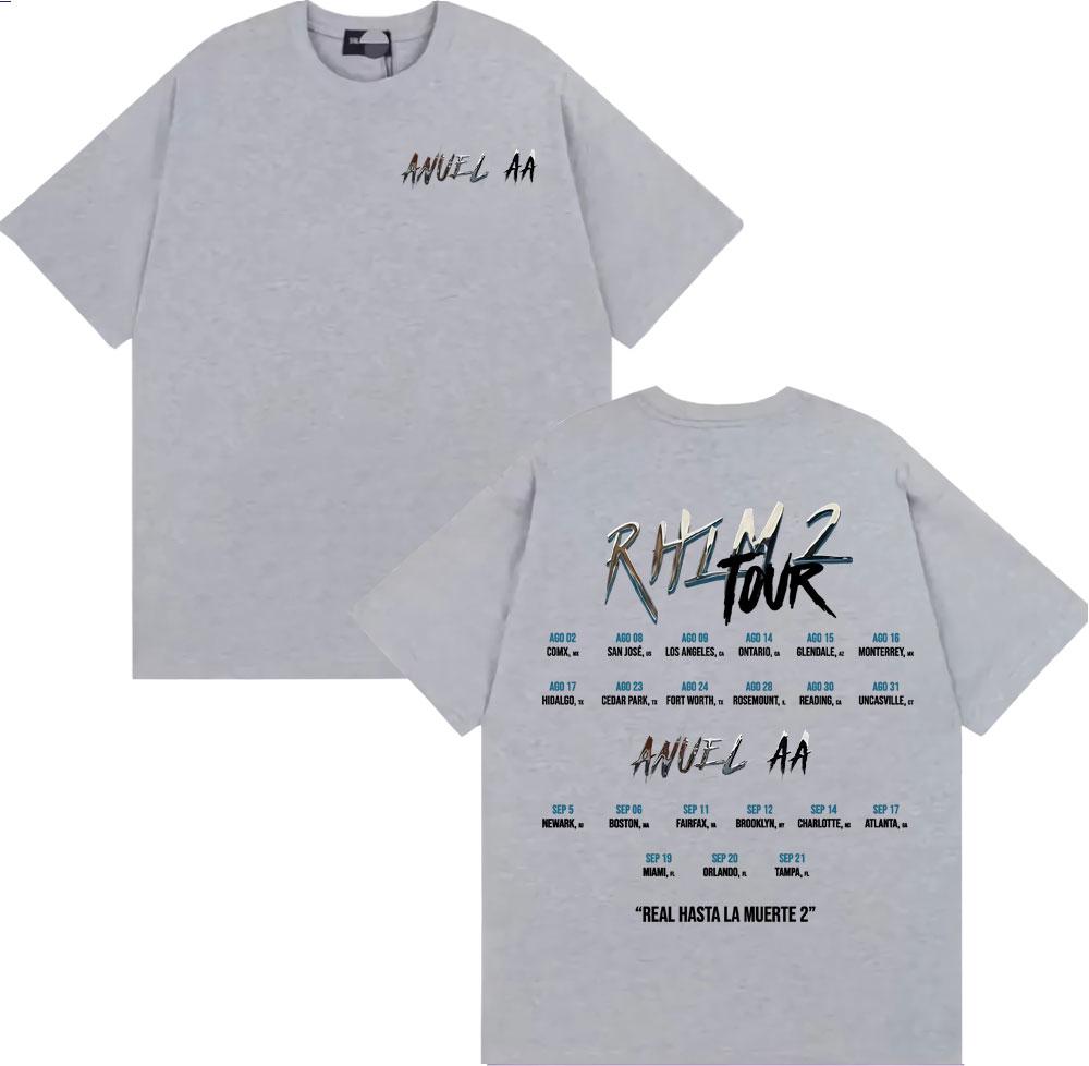 Anuel AA Rhlm 2 Real Hasta La Muerte Album Print T Shirt Mens Women Hip Hop 90s Vintage Cotton Short Sleeve Tshirts Streetwear