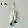 Seaside Wall Hanging Rustic Nautical Wooden Fish Decor, Coastal Beach Style Home Decor Ornament with Fishing Net for Lake House, Bedroom, Bathroom