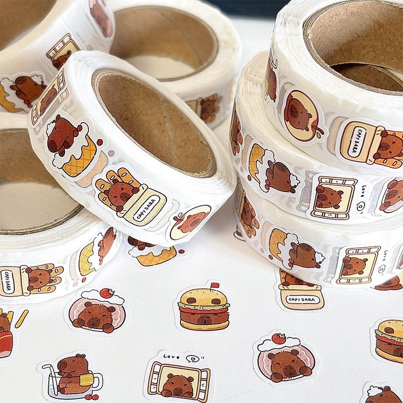 500Pcs/Roll Cartoon Capybara Sticker Decals Decoration Diy Phone Notebook Suitcase Laptop Kids Sticker