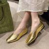 Women's Loafers Genuine Leather Luxury Shoes Grade Silver Heels Gold Pumps Square Toe Elegant Mary Janes Shoes Women