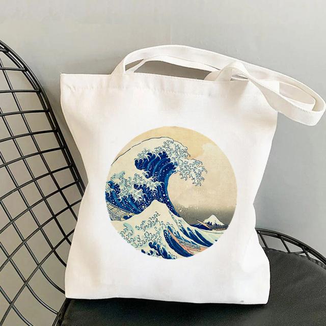 Shopper The Great Retro Wave Pink Printed Kawaii Bag Harajuku Women Shopping Bag Canvas Shopper Bag Girl Shoulder Lady Bag